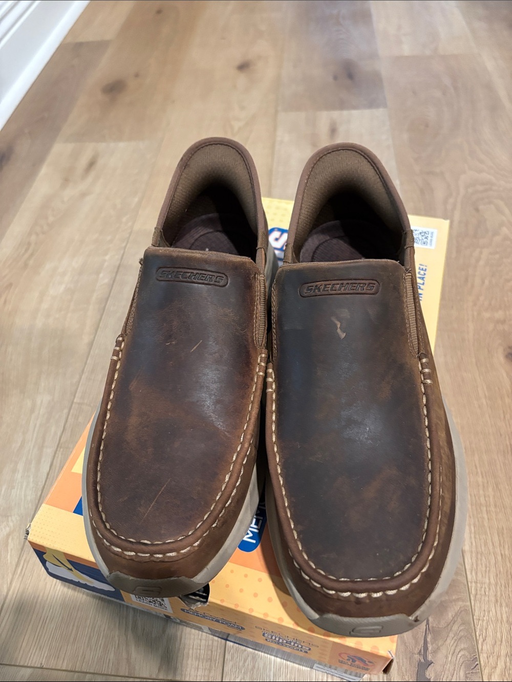 Skechers Men’s Brown Leather Slip-Ins Casual Loafers - Size 9.0